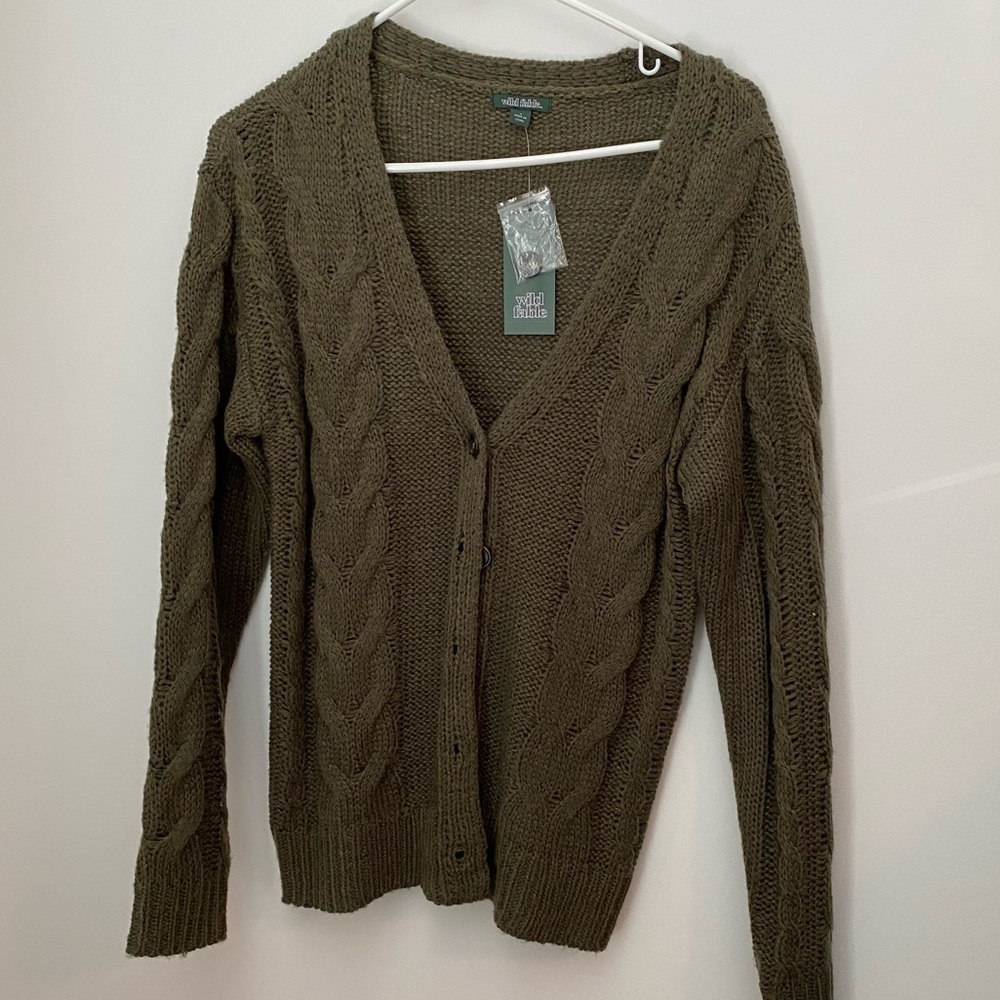 Wild Fable NWT Dark Green Cable Knit Cardigan